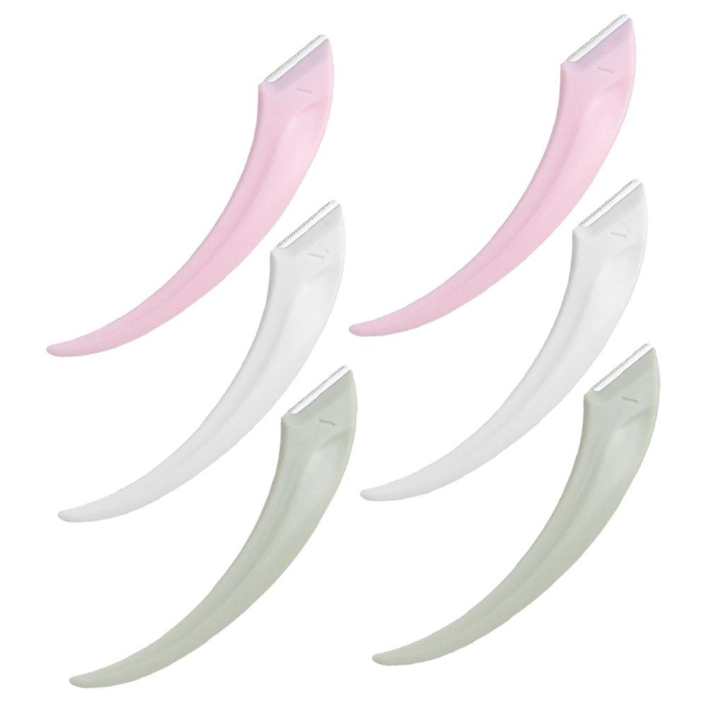 COLLBATH 6pcs Eyebrow Razors for Women and Men Portable Facial Hair Trimmer Stainless Steel Eyebrow Shaver with Curved Blade for Precise Safe Hair Removal and Travel Convenience