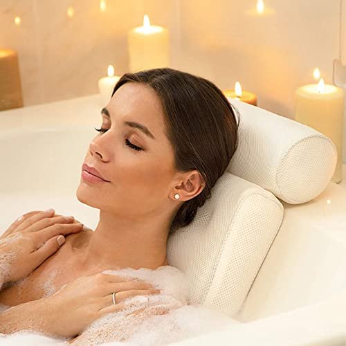 Waterproof Bath Pillow,Comfortable Bathtub Pillows,Bathtub Pillow with Strong Suction Cups,for Hot Tub,Spas