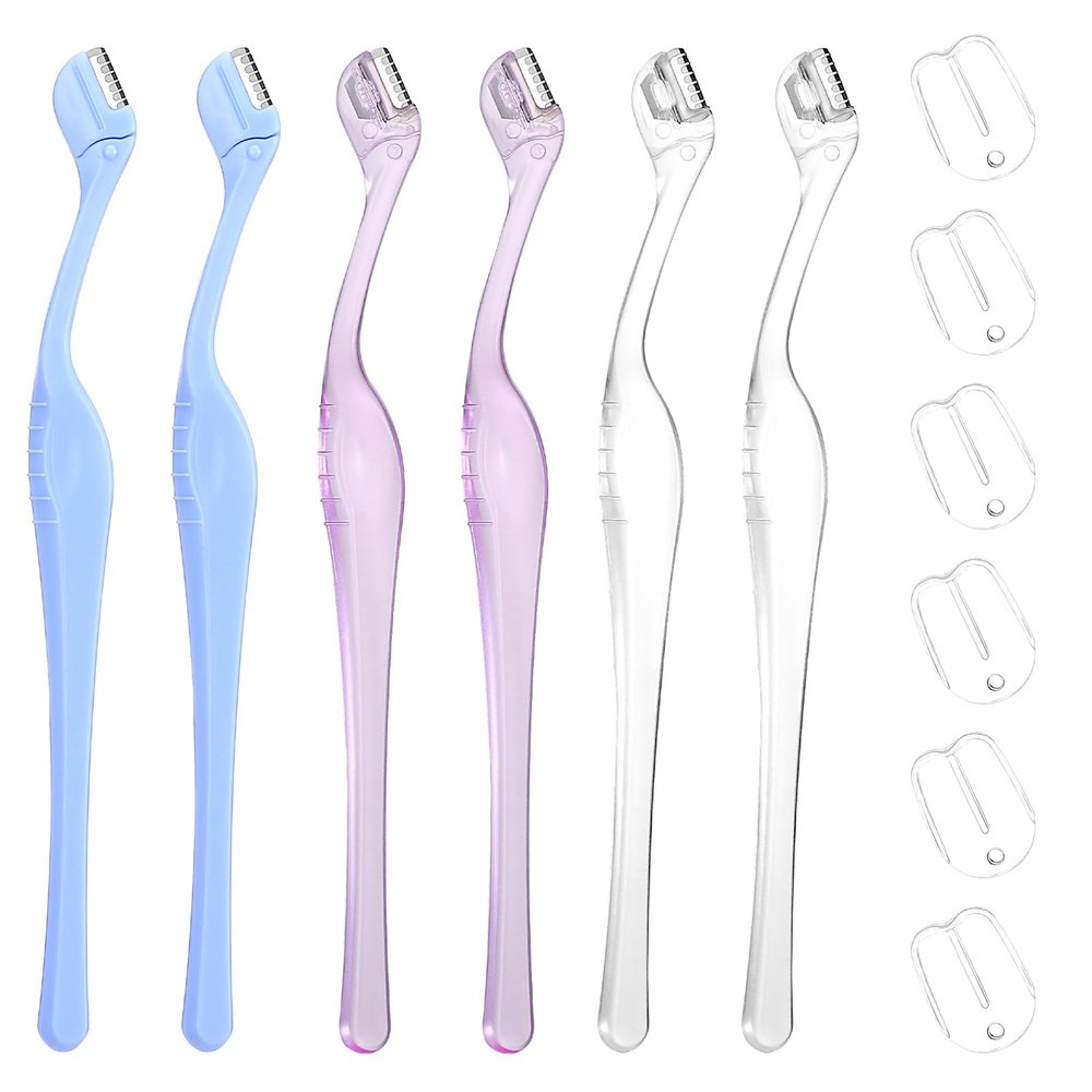 6Pcs Small Eyebrow Razors, Mini Razor for Women Face, 5.1"Eyebrow Trimmer Razer, Mini Eyebrow Trimmer with Safety Cap for Makeup Face Care