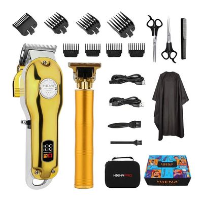 2pcs Men's Premium Wireless Hair Clipper - Precision Shaving and Trimming Machine with USB Charging,Perfect Choice for The Home(Two Gold Set AA)