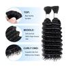 Human Braiding Hair for Boho Braids 100g 24 Inch Deep Wave Bulk Human Hair 100% Unprocessed 12A Brazilian Virgin Boho Hair for Braiding Knotless 2 Bundles/Pack Natural Color view 2