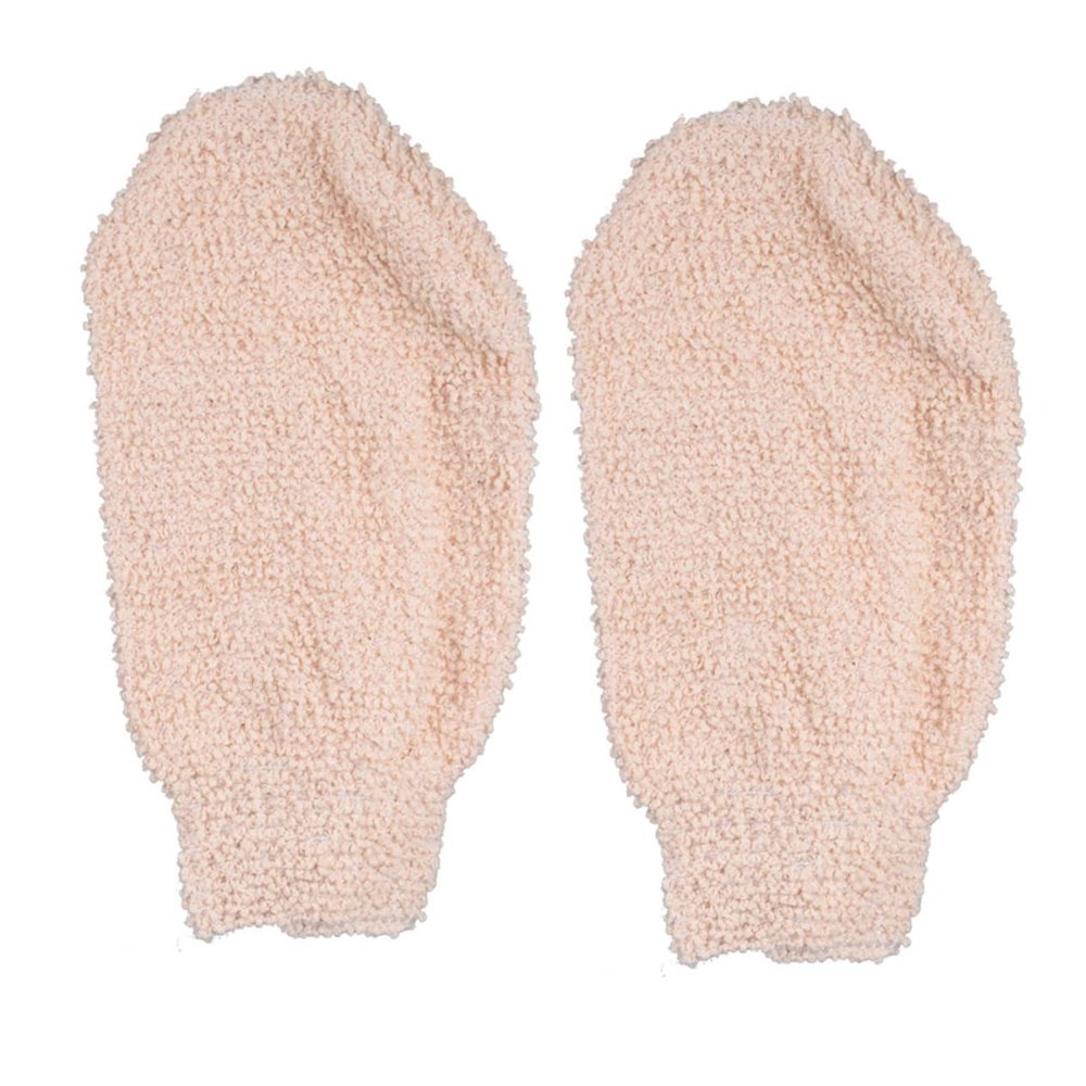 BCOATH 2pcs Exfoliating Bath Gloves for Body Scrubbing and Massage Jute Fiber Shower Mitts for Arms Legs Back Reusable Bathing Gloves with Strong Decontamination Beige Bath Towel