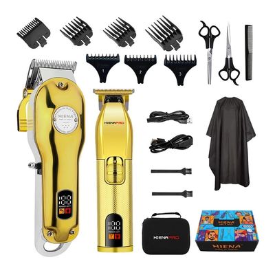 2pcs Men's Premium Wireless Hair Clipper - Precision Shaving and Trimming Machine with USB Charging,Perfect Choice for The Home(Two Gold Set)