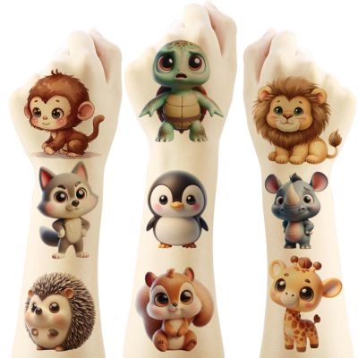 20pcs Funny Animal Temporary Tattoos for Kids, Cool Birthday Party Favors, Cute Decoration Sticker Gifts for Girl Boys Home Activity Class Prizes Carnival Christmas Rewards (Big Eyed Animals)