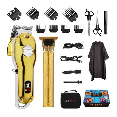 2pcs Men's Premium Wireless Hair Clipper - Precision Shaving and Trimming Machine with USB Charging,Perfect Choice for The Home(Two Gold Set A)