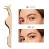 2PCS False Eyelashes Applicator Tool Lash Tweezers for Eyelash Clasters Stainless Steel Remover Clip Curved Lash Extension Tweezers Gold&Rose Gold view 4