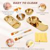 23 Pcs Esthetician Supplies for Facials Set, Gold Mixing Bowls Small Serving Tray Face Mask Applicator Brushes Tools, Facial Sponge Compressed for Mask DIY view 3