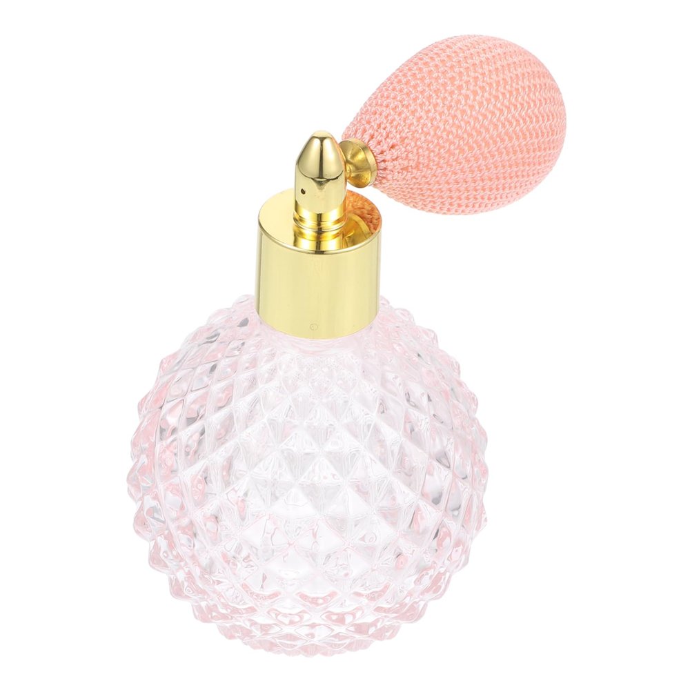 BESTYASH Pink Glass Perfume Bottle 100ml with Short Sprayer, Star Pattern