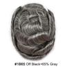 FACE MIRACLE French Lace Toupee for Men Thin Skin Around Mens Human Hair Replacement System Bleached Knots Mens Toupee Hairpieces 6X9#1B65#1B Off Black+65% Grey view 2