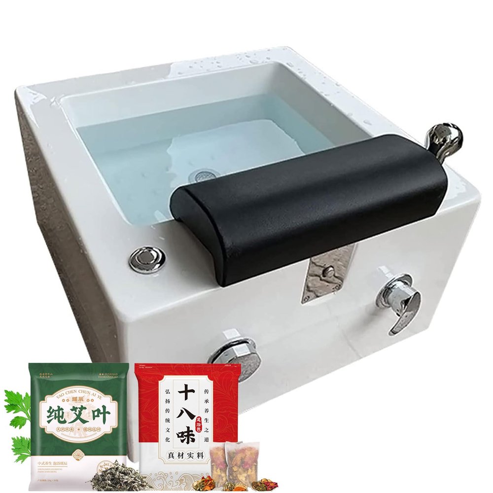 Acrylic Massage Footbath Deep Foot Bath Spa with Massage Acrylic Pedicure Sink Used in Beauty Salons and Nail Salons Salon Acrylic Pedicure Bowl with Water Pump and 60PCS foot bath bags White-Set1