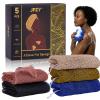 African Sponge Net 5-piece exfoliating Scrub is Suitable for All Skin Types,Bath Sponge for the face and Body, Durable and Gently Exfoliation (Black, Brown, Olive Green, Grey, Dark Blue) view 1