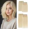 Clip in Short Hair Extensions Real Human Hair,Prokyvity Invisible Human Hair Clip in Extensions Short,(6inch&8inch)4 pieces Mini Extensions for volume or highligh,Platinum Blonde view 1