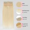 Clip in Short Hair Extensions Real Human Hair,Prokyvity Invisible Human Hair Clip in Extensions Short,(6inch&8inch)4 pieces Mini Extensions for volume or highligh,Platinum Blonde view 3