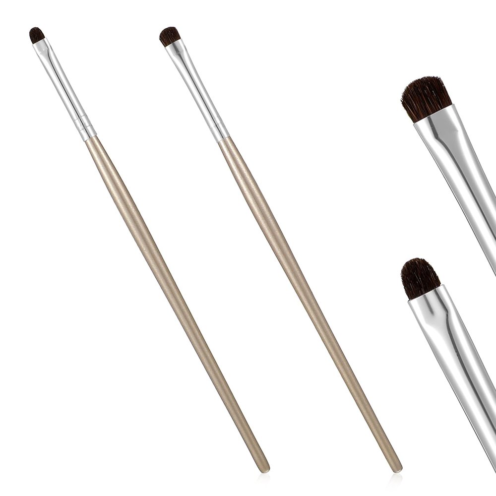 2Pcs Mini Smudge Brush, Eye Makeup Brushes Thin Makeup Brushes for Precision Eyeshadow and Brow, Eyeliner Smudge Brush for Eyeliner Eyeshadow Liquid Concealer Gel