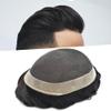FACE MIRACLE French Lace Toupee for Men Thin Skin Around Mens Human Hair Replacement System Bleached Knots Mens Toupee Hairpieces 6X9#1 Jet Black view 3