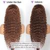Chocolate Brown Lace Front Wig 13x6 Deep Wave Lace Front Wigs Human Hair 200% Density Curly Wig HD Lace Front Wigs Human Hair Pre Plucked Frontal Wigs Human Hair Glueless Wig For Women 28 Inch view 3
