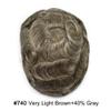 FACE MIRACLE French Lace Toupee for Men Thin Skin Around Mens Human Hair Replacement System Bleached Knots Mens Toupee Hairpieces 7X10#740#7 Very Light Brown+40% Grey view 2