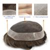 FACE MIRACLE French Lace Toupee for Men Thin Skin Around Mens Human Hair Replacement System Bleached Knots Mens Toupee Hairpieces 7X10#740#7 Very Light Brown+40% Grey view 4