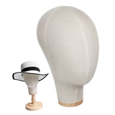 Healeved Jewelry Mannequin Head Model with Burlap for Displaying Wigs Hats Scarves Sunglasses Lightweight and Stable Stand for Salon and Home Use