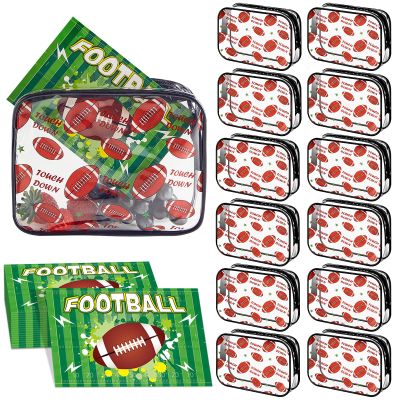 12Set Football Snack Bags Accessories for Team Gifts Snack Candy PVC Pouch Clear Football Goodies Bags with Zipper Waterproof Footballs Party Favors Pouch for Team Birthday Party Gifts Sport Supplies