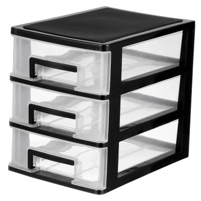 Alipis Transparent Desktop Drawer Storage Box Black Plastic Organizer for Cosmetics Makeup Tools and Sundries Holder Compact Mini Storage for Vanity and Office Desk