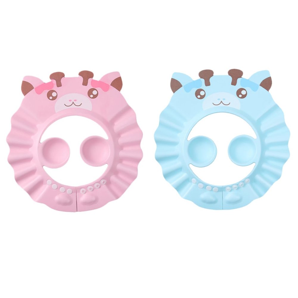 Beavorty 2pcs Adjustable Shower Caps with Ear Protection Lightweight EVA Bathing Hats for Boys and Prevent Shampoo and Water From Eyes and Ears