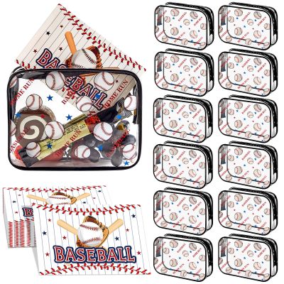 12Set Baseball Snack Bags Accessories for Team Gifts Snack Candy PVC Pouch Clear Baseball Goodies Bags with Zipper Waterproof Baseballs Party Favors Pouch for Team Birthday Party Gifts Sport Supplies
