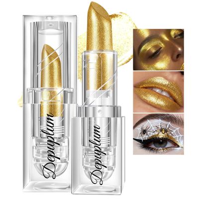 Depuplum Gold Lipstick Shimmer Halloween Body Painting for Women