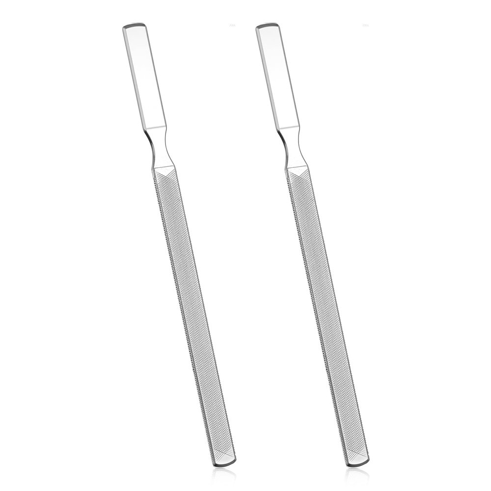 2Pcs Thick Toenail File for Men Stainless Steel Naill Files Toe File for Thick Nails Heavy Duty Toe Nails Filer Metal Toenail Files for Men Women, Manicure Pedicure Tool, 7 Long