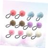 ELAYARD 12 Pcs Fluffy Ball Hair Tie with Elastic Ponytail Holders for Soft Faux Fur Ball Hair Bands in White Pink Sky Blue Khaki Light Purple and Watermelon Red for Styling and Decoration view 4