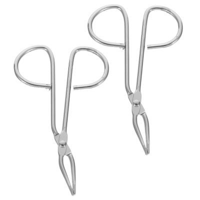 BUTIFULSIC 2PCS Stainless Steel Eyebrow Tweezers Scissor Tip Precision Grooming Tools for Shaping and Eyelash Application Beauty Instrument for All Skin Types Silver