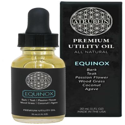 Atrubein - Equinox Premium Utility Oil - For Men - Teak, Wood Grass, Coconut, Agave & Passion Flower, Moisturizing, Balancing & Grooming Blend - 30 mL
