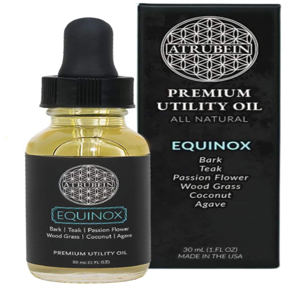 Atrubein - Equinox Premium Utility Oil - For Men - Teak, Wood Grass, Coconut, Agave & Passion Flower, Moisturizing, Balancing & Grooming Blend - 30 mL