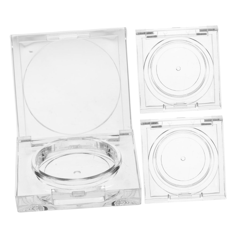 Baluue 3 Pcs Transparent Empty Eyeshadow Case Refillable Cosmetic Containers with Lid Portable Compact Round Jars for Lipstick Blush Storage and Makeup Organization