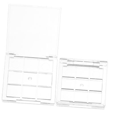 WRITWAA 2pcs Refillable DIY Eyeshadow Palette Compact Cases for Travel Transparent Cosmetic Storage Box for Blush Lipstick Eyebrow Powder Mixing and Makeup Artists