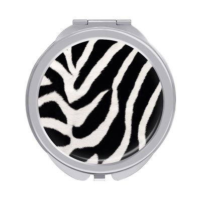 QMNALP Travel Makeup Mirror Double-Sided Portable Compact Mirrors for Purses Cute and Individualized Small Zebra Animal Printed Vanity Mirror