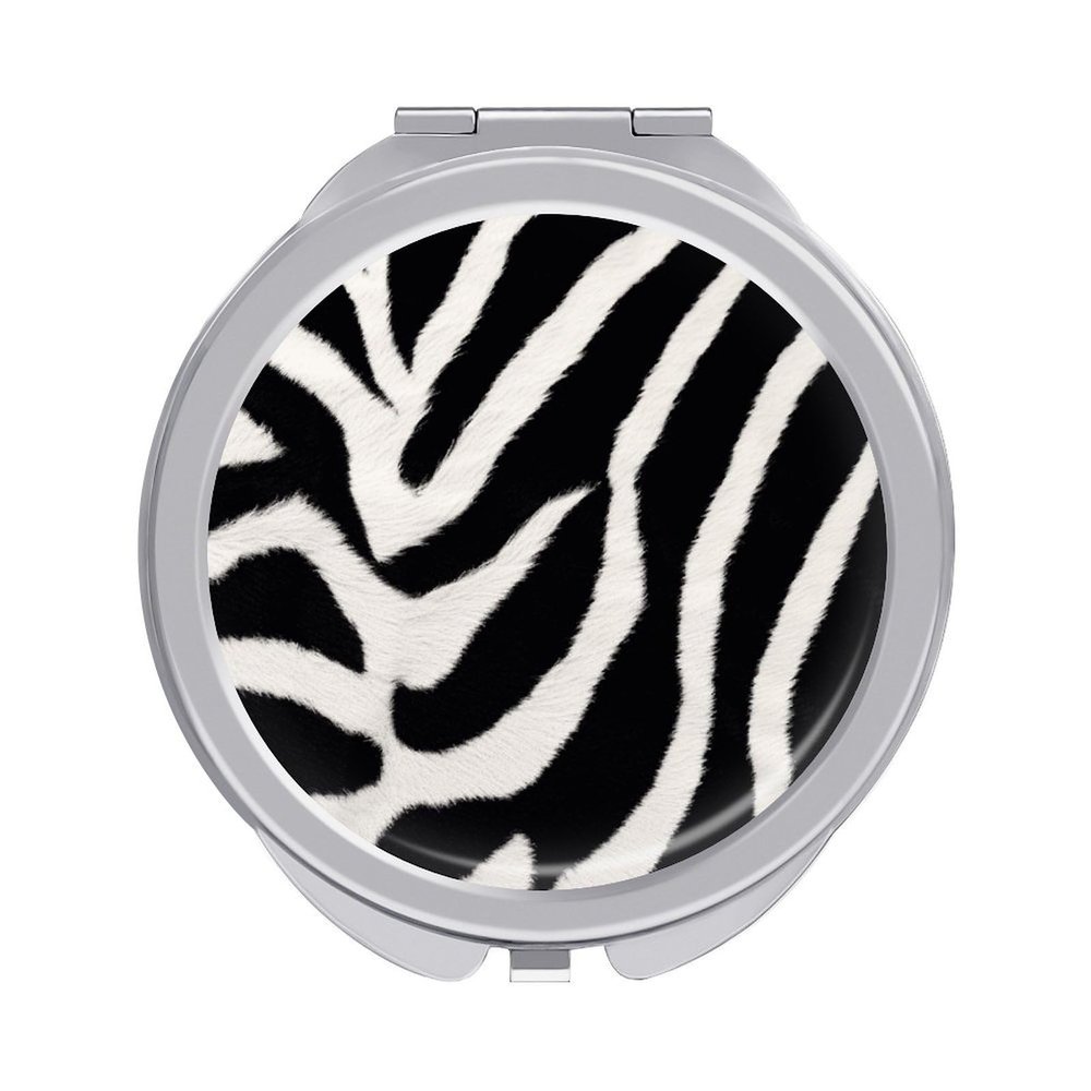 QMNALP Travel Makeup Mirror Double-Sided Portable Compact Mirrors for Purses Cute and Individualized Small Zebra Animal Printed Vanity Mirror