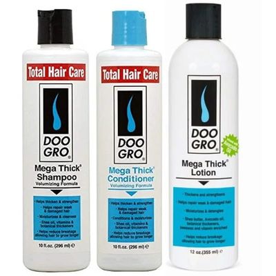 DOO GRO Mega Thick Shampoo, Conditioner & Lotion Set  Strengthening & Moisturizing Hair Care System for Thicker, Fuller, Healthier Hair, 3 Piece