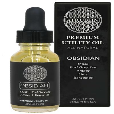Atrubein - Obsidian Premium Utility Oil - For Men - Musk, Earl Grey Tea, Amber, Lime & Bergamot - Conditioning Blend for Skin & Beard - 30mL