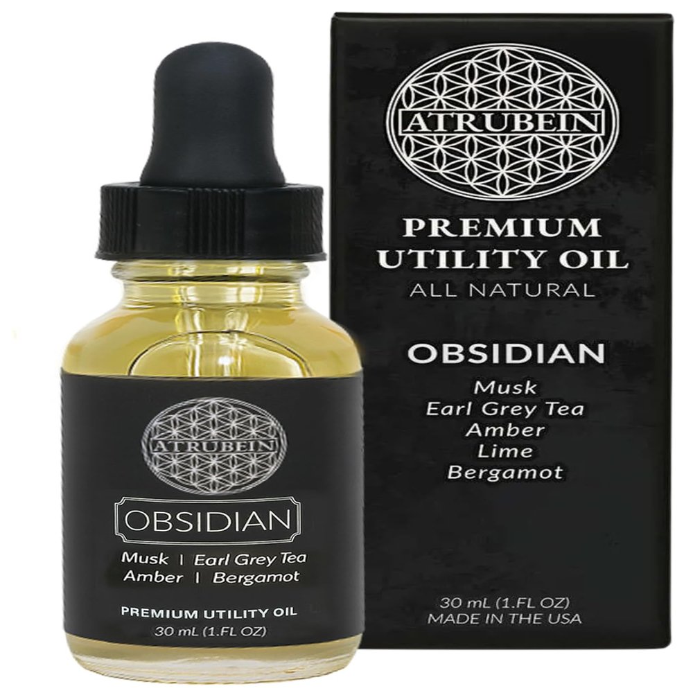 Atrubein - Obsidian Premium Utility Oil - For Men - Musk, Earl Grey Tea, Amber, Lime & Bergamot - Conditioning Blend for Skin & Beard - 30mL