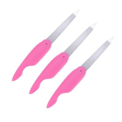 BESTYASH 3pcs Folding Stainless Steel Nail Files Portable Manicure Buffers for Smooth Shiny Nails Daily Use Men Women