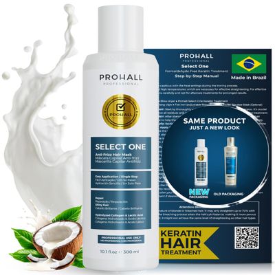 Brazilian Keratin Treatment Blowout Complex-PROHALL SELECT ONE 10.1oz/300ml-Formaldehyde Free Keratin Hair Treatment -Queratina Brasilea Keratina Para Alisar el Pelo Sin Formol