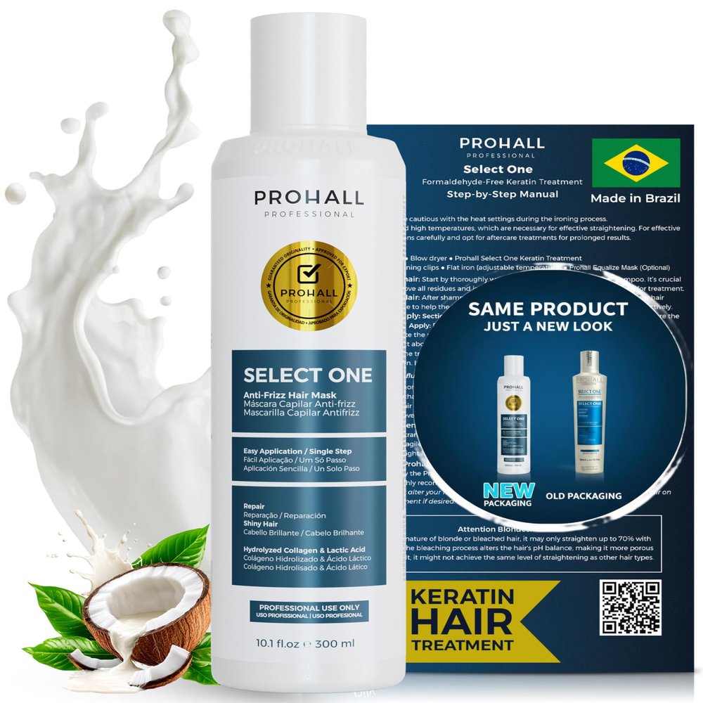 Brazilian Keratin Treatment Blowout Complex-PROHALL SELECT ONE 10.1oz/300ml-Formaldehyde Free Keratin Hair Treatment -Queratina Brasilea Keratina Para Alisar el Pelo Sin Formol