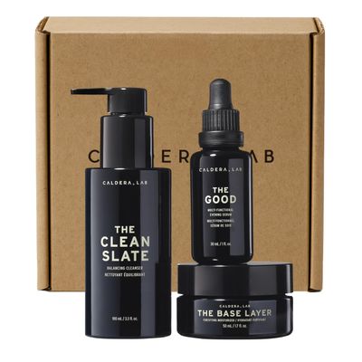 Caldera + Lab Mens Skincare Set  The Regimen Rich: Cleanser, Moisturizer & Night Serum | Hydrating, Firming & Smoothing | Niacinamide, Clean, All Skin Types