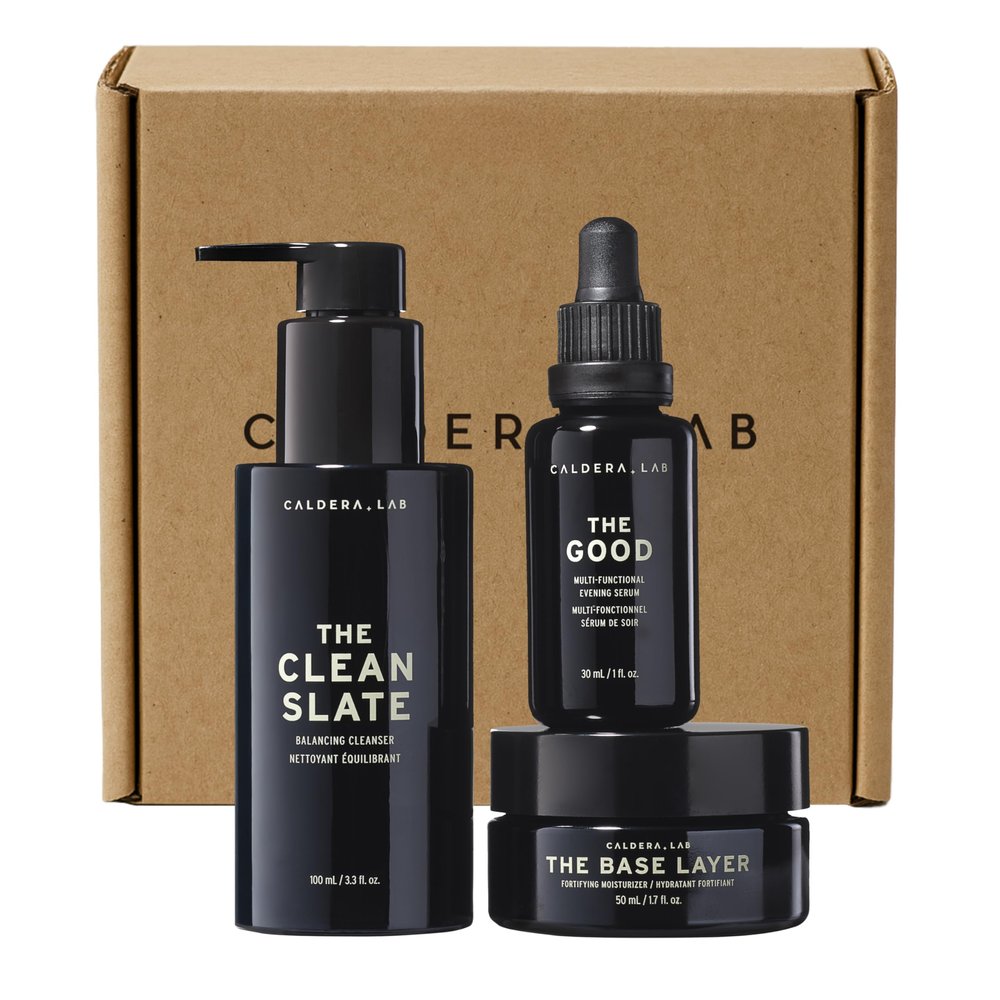 Caldera + Lab Mens Skincare Set  The Regimen Rich: Cleanser, Moisturizer & Night Serum | Hydrating, Firming & Smoothing | Niacinamide, Clean, All Skin Types