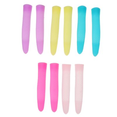 BUTIFULSIC 5 Pairs Silicone Manicure Cuticle Scissors Handle Sleeves Non Slip Protective Covers for Nail Trimmers Comfortable Grip Material Bright Color Design Random Color