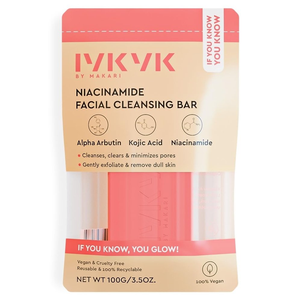 MAKARI IYKYK Niacinamide Facial Cleansing Bar | Helps Minimize the Look of Pores | Unscented Gentle Exfoliating Soap Bar | Moisturizing Daily Facial Cleanser | Vegan