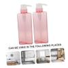 Beavorty 2PCS Pink Square Shampoo Bottle with Refillable Pump Dispenser Large Capacity Lotion Wash Bottles for Home Bathroom Hotel Use view 4
