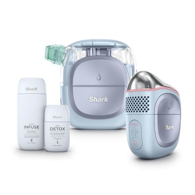 Shark FacialPro Glow at-Home Hydro-Powered Facial System with DePuffi Hot & Cold Therapy Professional Spa Skincare Device for Pore Cleansing, Hydration, & Radiant Glow, Blue, FH320
