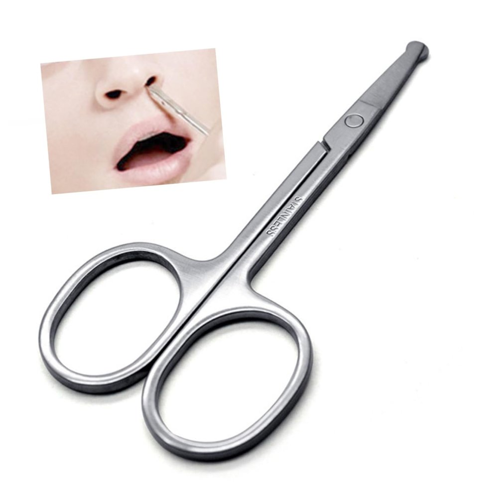 VICASKY Stainless Steel Rounded Tip Nose Hair Scissors for Men and Women Safe Rust Resistant Trimmer for Eyebrow Beard Mustache Grooming Precise Facial Hair Cutting Essential